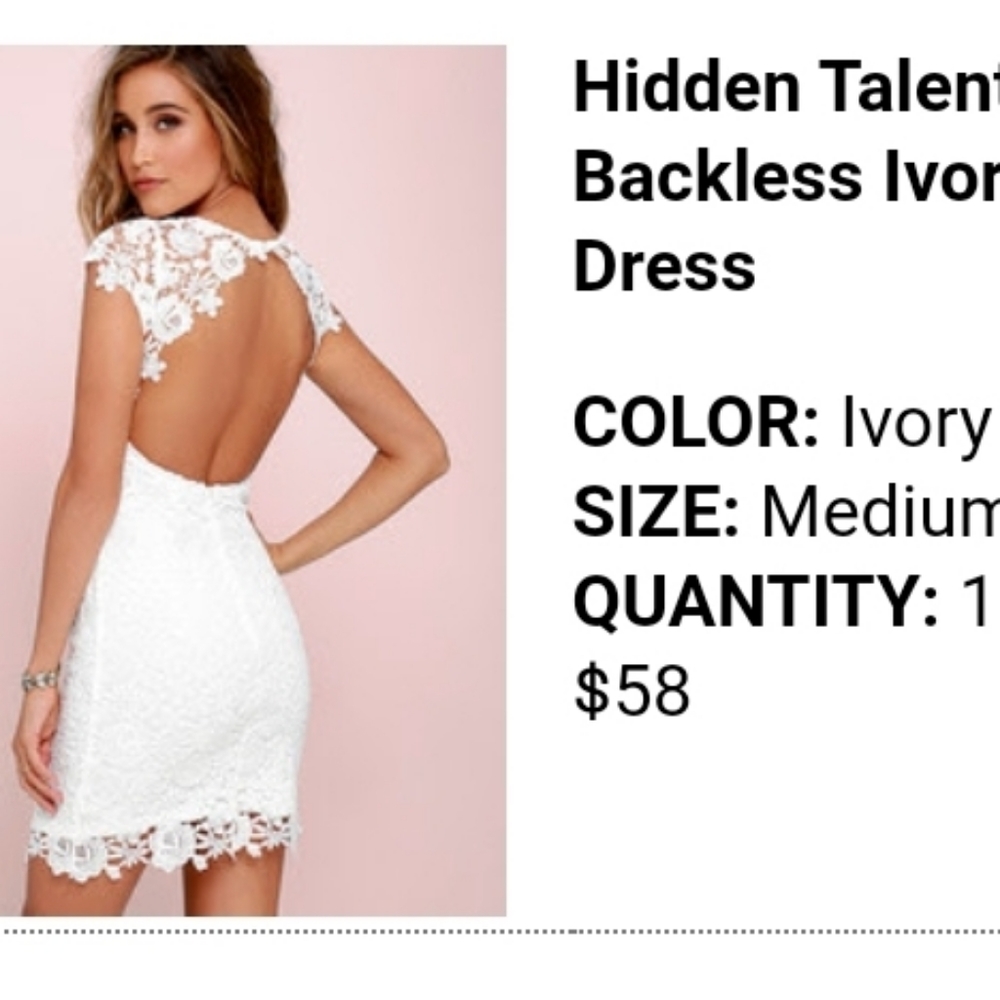 Lulu's Backless Ivory Dress - Picture 3 of 7
